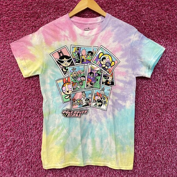 CN The Powerpuff Girls Retro Cartoon Tie Dye T-Shirt Small - Picture 1 of 4